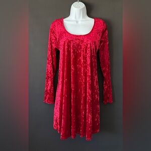 Crushed red velvet babydoll dress large